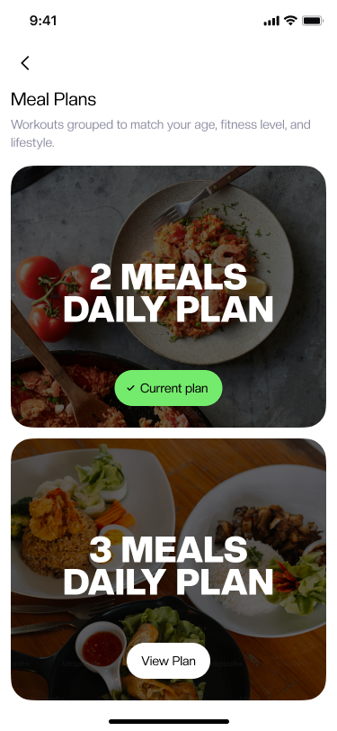 Fitztar meal plans screen